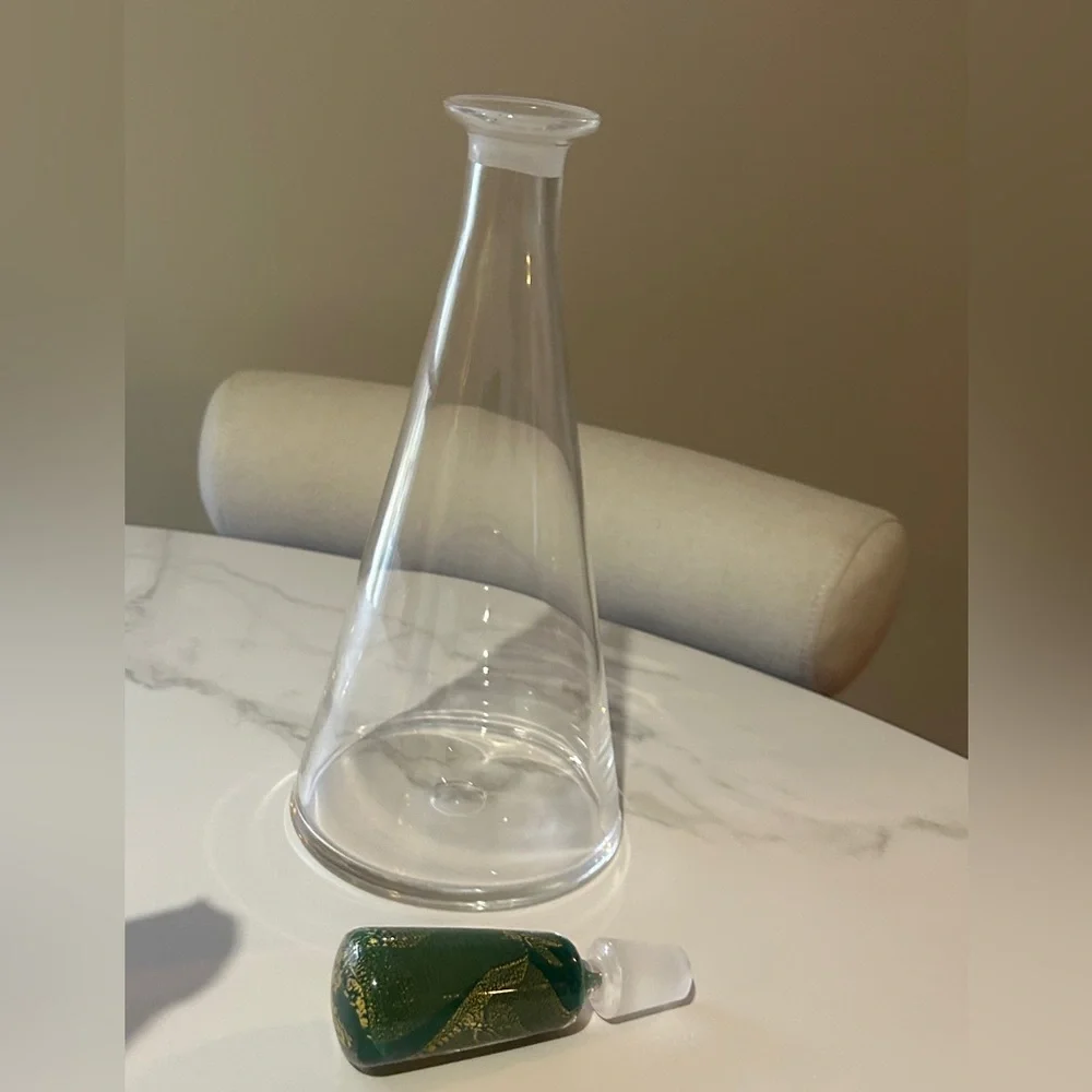 Artisan Glass Vase with Green Accent Stopper